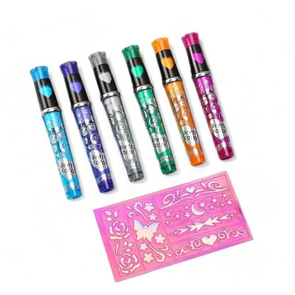 Set of six colorful NIYO TOYS highlighters for kids, including temporary tattoos for creative fun