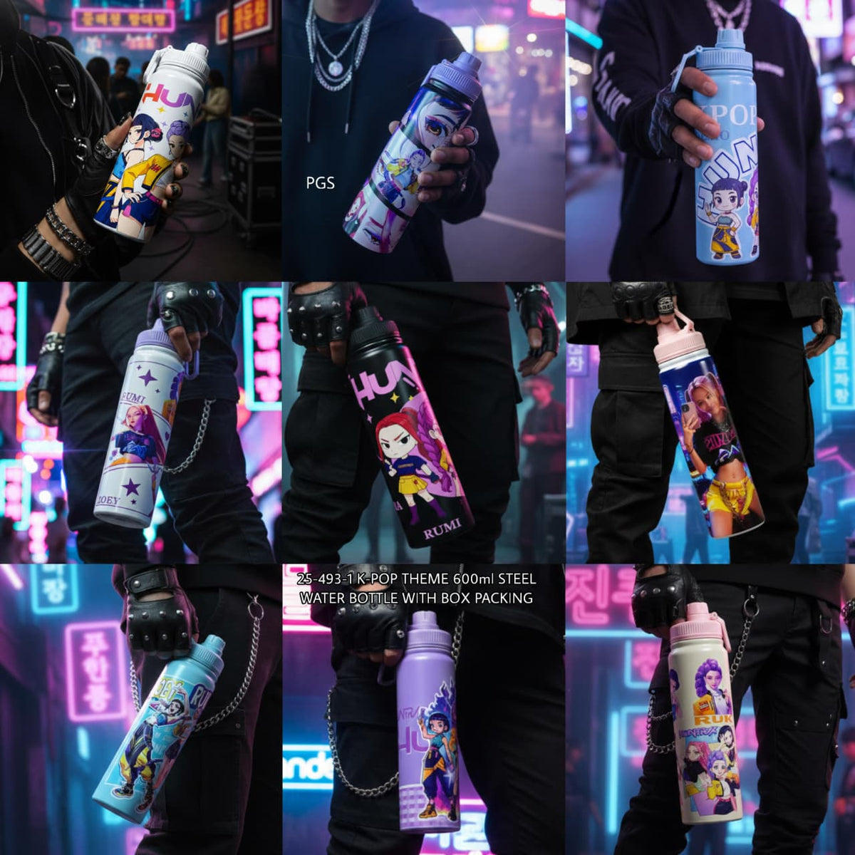 Colorful NIYO TOYS water bottle featuring cartoon characters, perfect for kids aged 3 and up