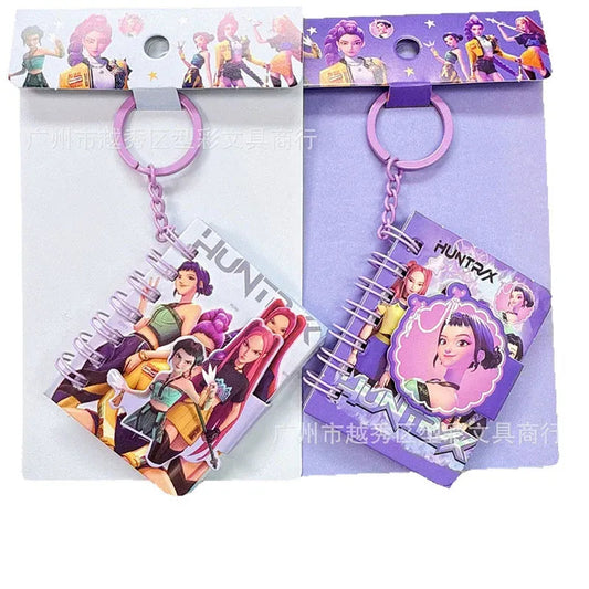 HUNT3RX notebook set with colorful characters, purple keychain, age 6+, perfect for kids' creative play