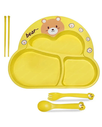 Bamboo Plates for Kids - Fun & Colorful Dining Bear