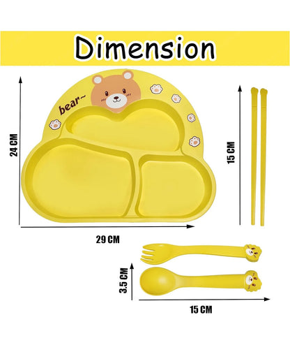Bamboo Plates for Kids - Fun & Colorful Dining Bear