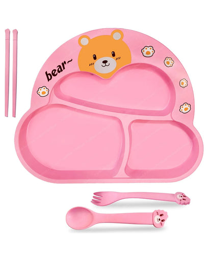 Bamboo Plates for Kids - Fun & Colorful Dining Bear