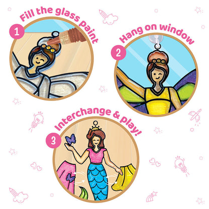 Princess Polly window art kit, colorful DIY glass paint for ages 5+, creative play and decoration