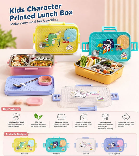 Niyo toys Staineless Steel Lunch Box- 3 Compartment (1749)