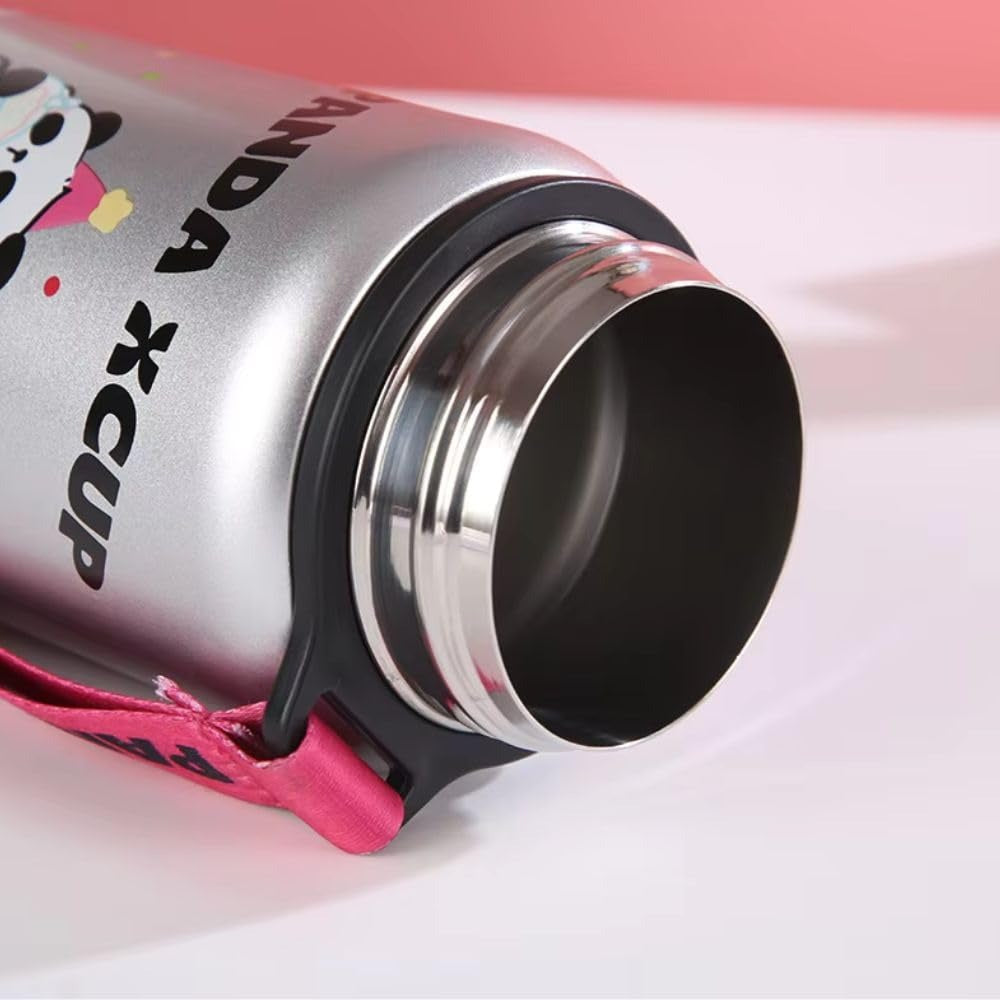 NIYO TOYS stainless steel drinks bottle with a cute panda design, ideal for kids aged 3 and up