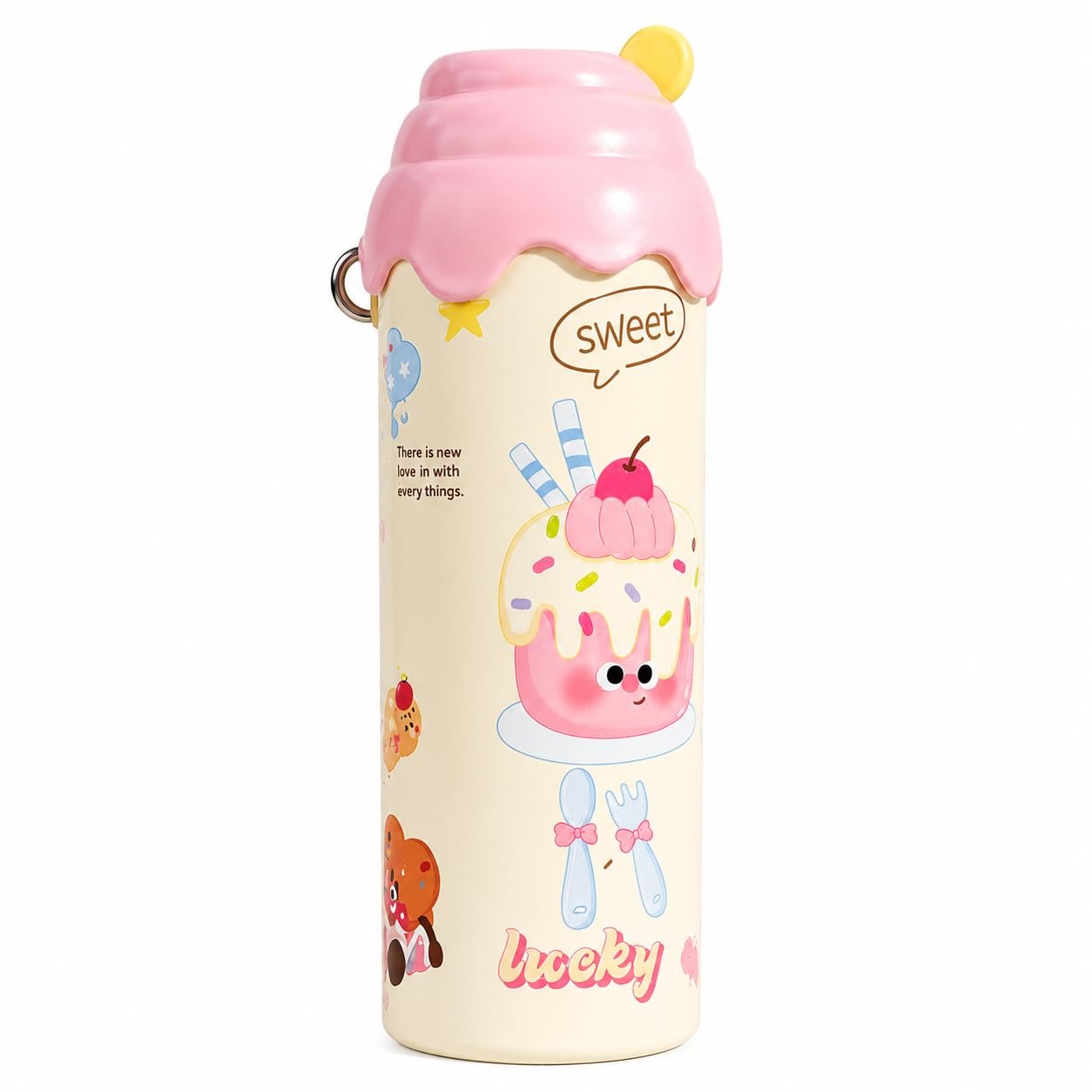 NIYO TOYS cecream Mini Tumbler – 500ml Stainless Steel Double-Walled Travel Mug – Leak-Proof, BPA-Free with Straw