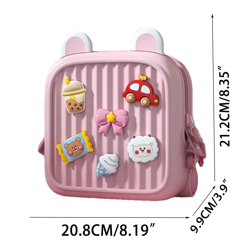 Cute kids mini backpack with colorful stickers and 3D designs for fun and playful style