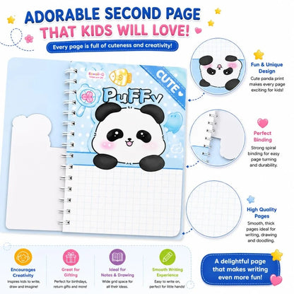 Puffy Panda Spiral Diary with sticker(Random)