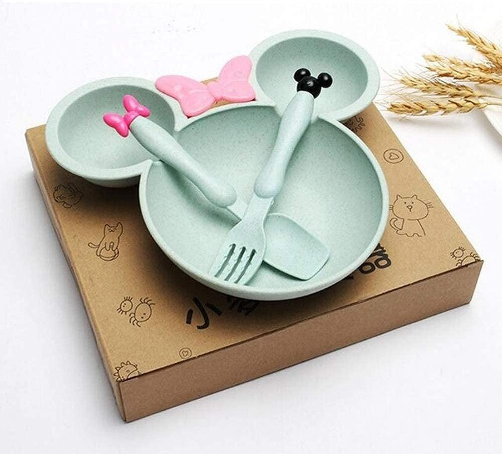 Cute Cartoon Theme Eco-Friendly Wheat Straw Natural Bamboo Fibre Dinner Set for Kids NIYO TOYS
