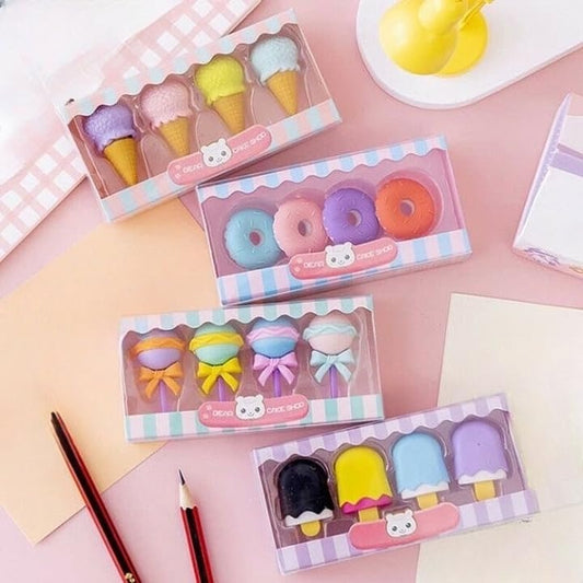 Cute Food-Themed Eraser Set (8Pcs) Cute Eraser Donut Ice Cream NIYO TOYS