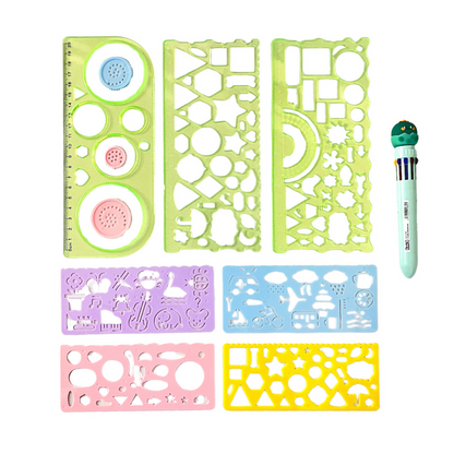 Drawing Ruler Set with 10-Color Pen NIYO TOYS