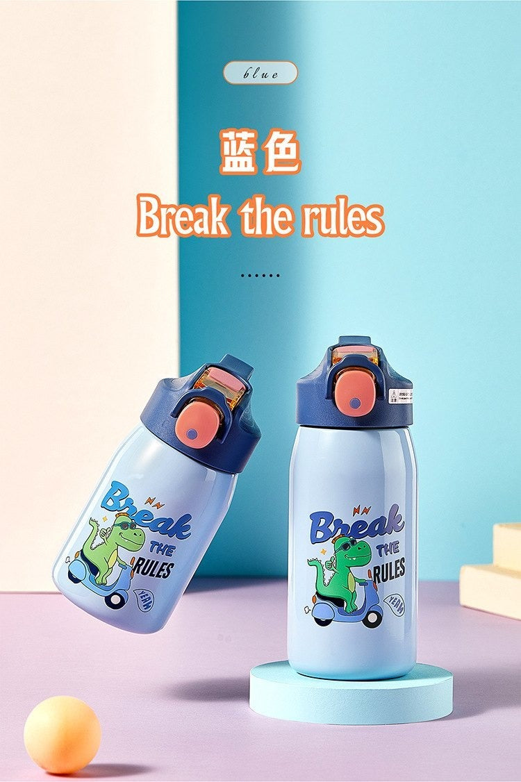 Cute Print Water Bottle with Sipper One Touch Open Bottle with Straw 530ml