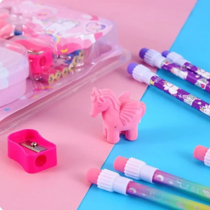 9-in-1 Double-Decker Metal Pencil Box Stationery Set