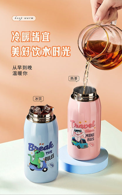 Cute Print Water Bottle with Sipper One Touch Open Bottle with Straw 530ml