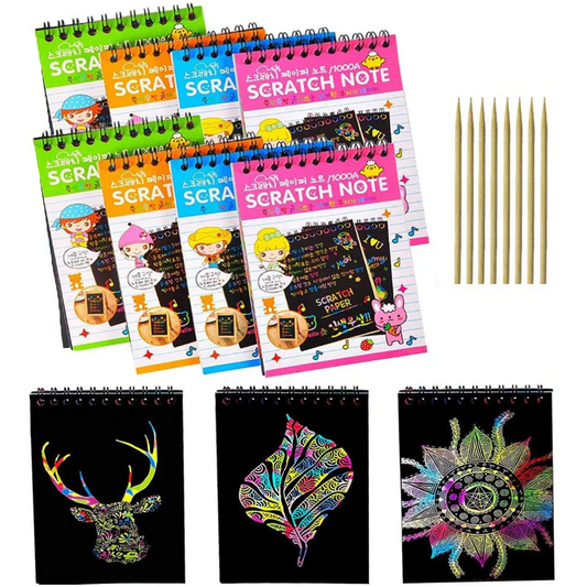 NIYO TOYS Return Gift Scratch Note Pads with colorful covers and wooden stylus pens set
