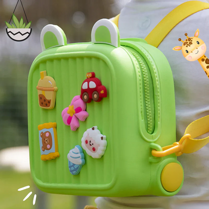 NIYO TOYS Cute Kids Mini Backpack in Green with Fun 3D Decorations and Adjustable Straps
