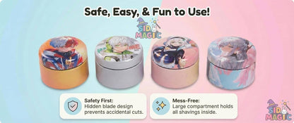 Cute metal pencil sharpener set with hidden blade design for safe and easy use