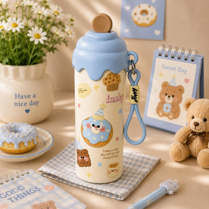 NIYO TOYS cecream Mini Tumbler – 500ml Stainless Steel Double-Walled Travel Mug – Leak-Proof, BPA-Free with Straw