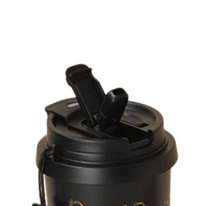 Black insulated coffee tumbler 500ml with spill-proof lid for adults on the go