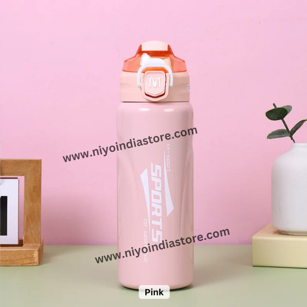 Pink insulated stainless steel water bottle for sports enthusiasts, perfect for all ages