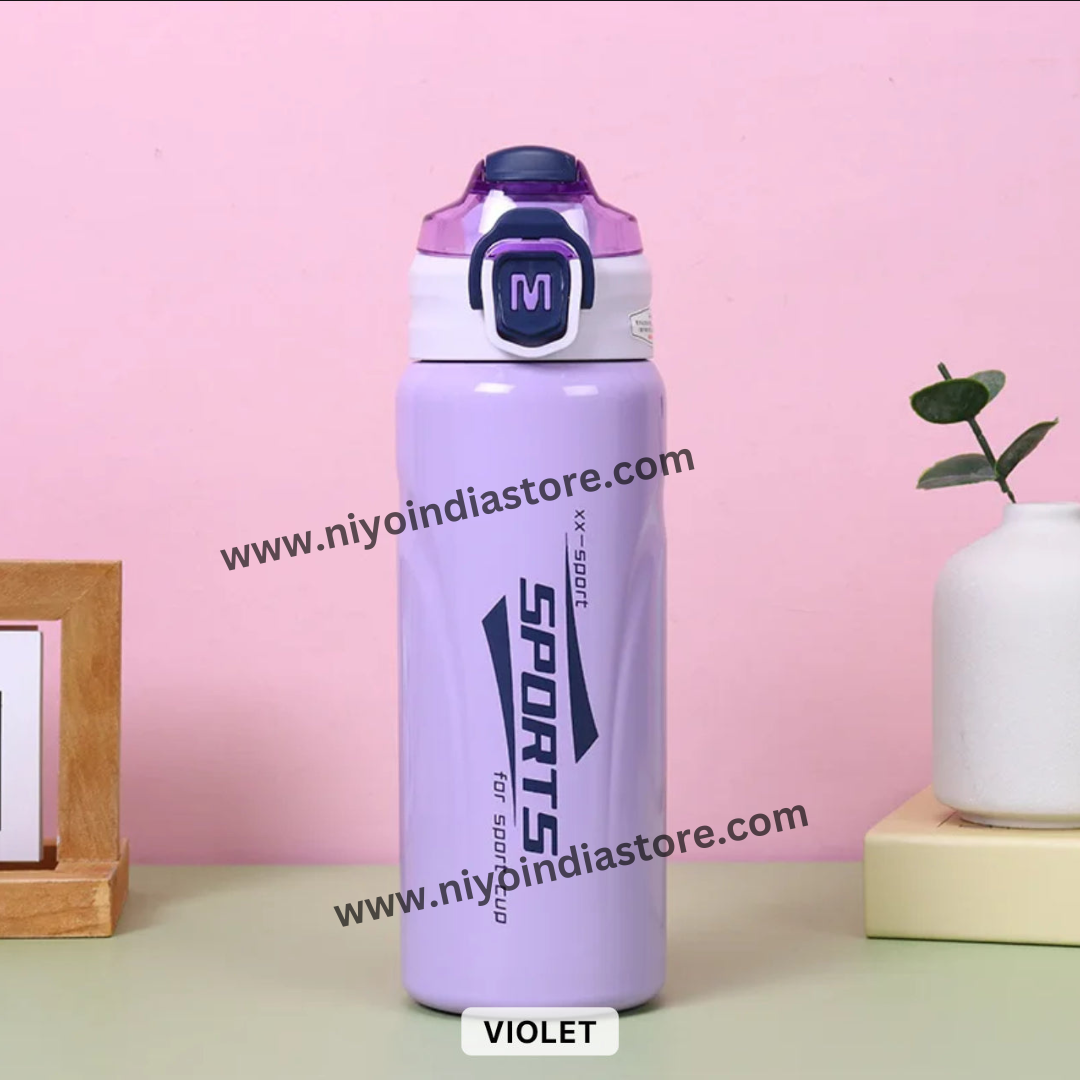 Violet insulated stainless steel water bottle for sports and outdoor activities