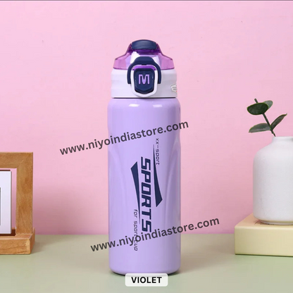 Violet insulated stainless steel water bottle for sports and outdoor activities