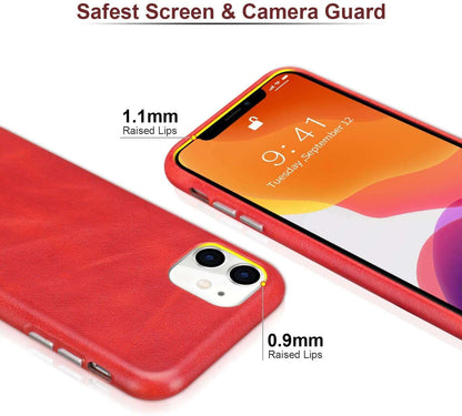 Red iPhone 17 Pro Max case with raised lips for screen and camera protection, designed for all-age use