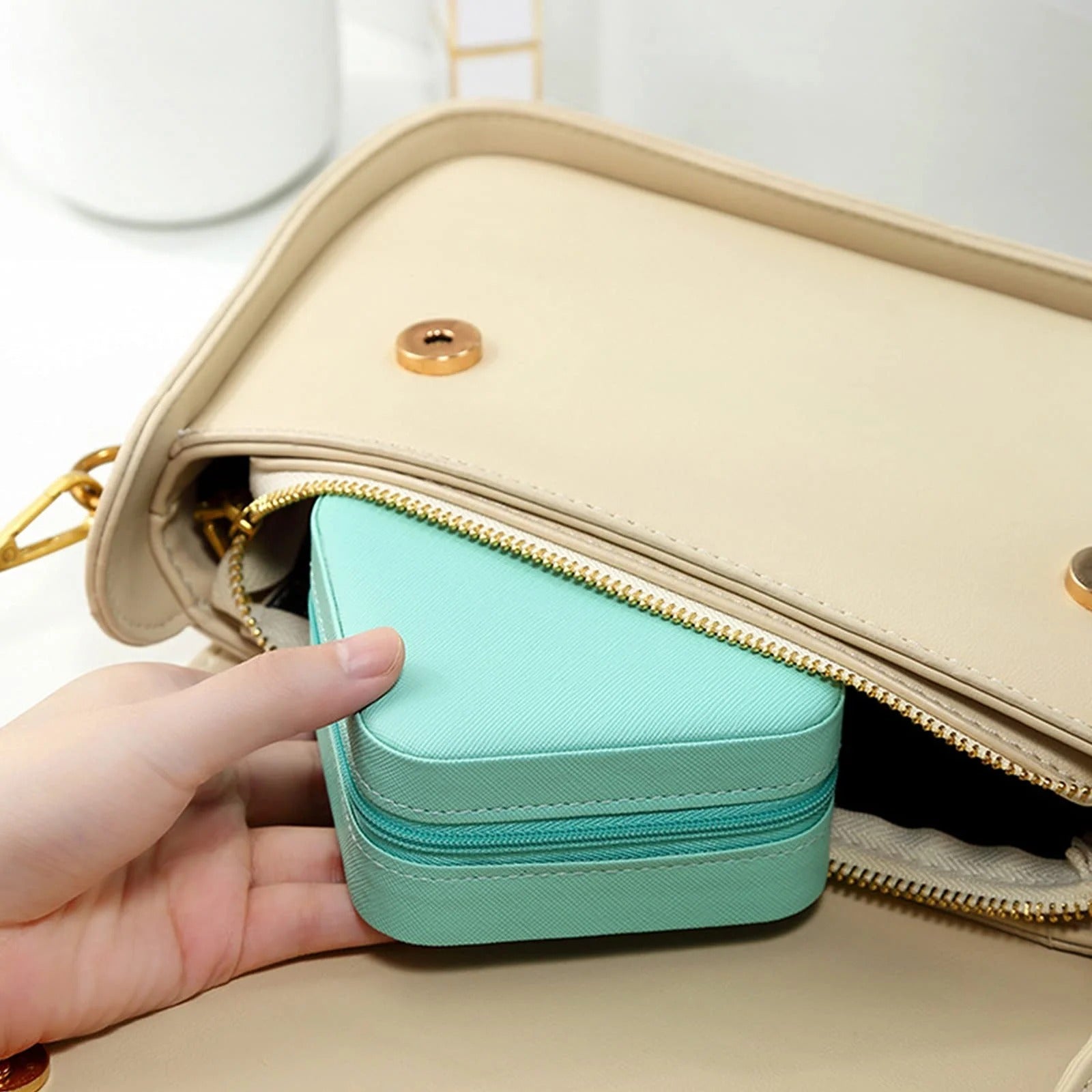 NIYO TOYS teal jewelry jewellery box for organizing accessories, perfect for travel and ages 6 and up