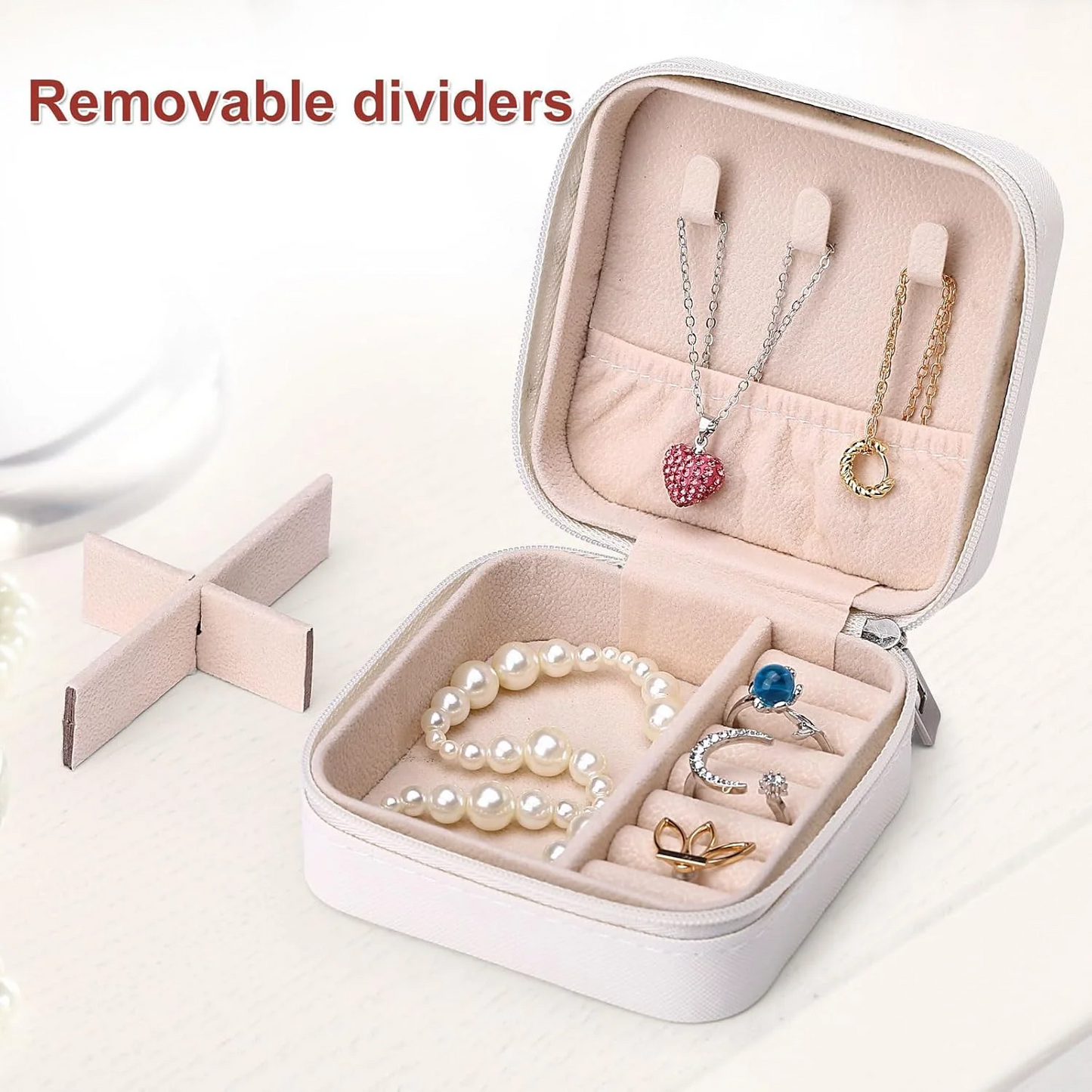 NIYO TOYS white jewelry jewellery box with removable dividers for organizing accessories