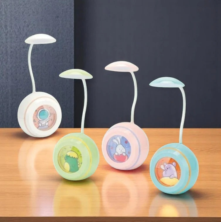 Colorful NIYO TOYS desk and lamp set for kids featuring playful animal designs on bases