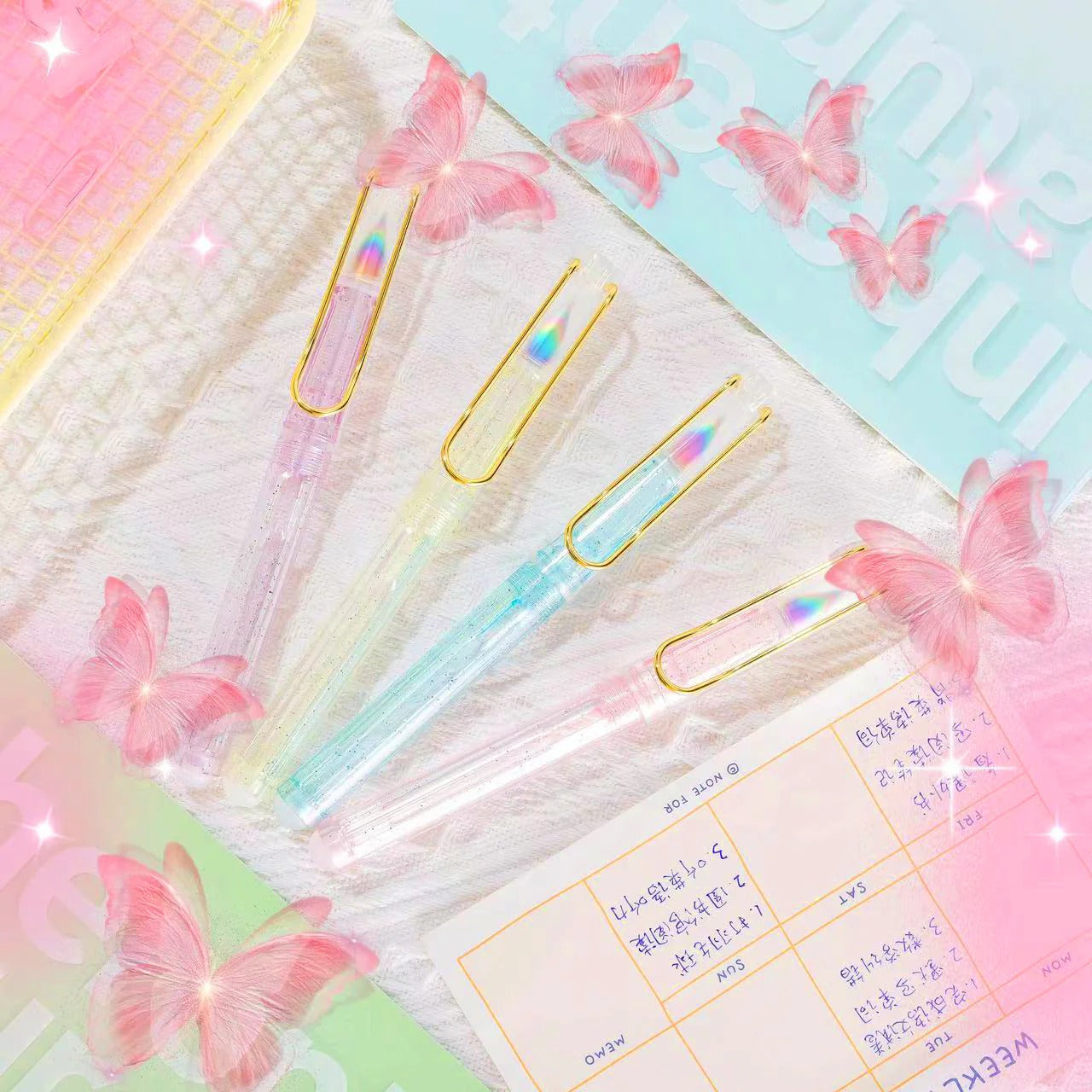 NIYO TOYS Colorful Iridescent Gel Pens with Gold Clips for Creative Writing and Art