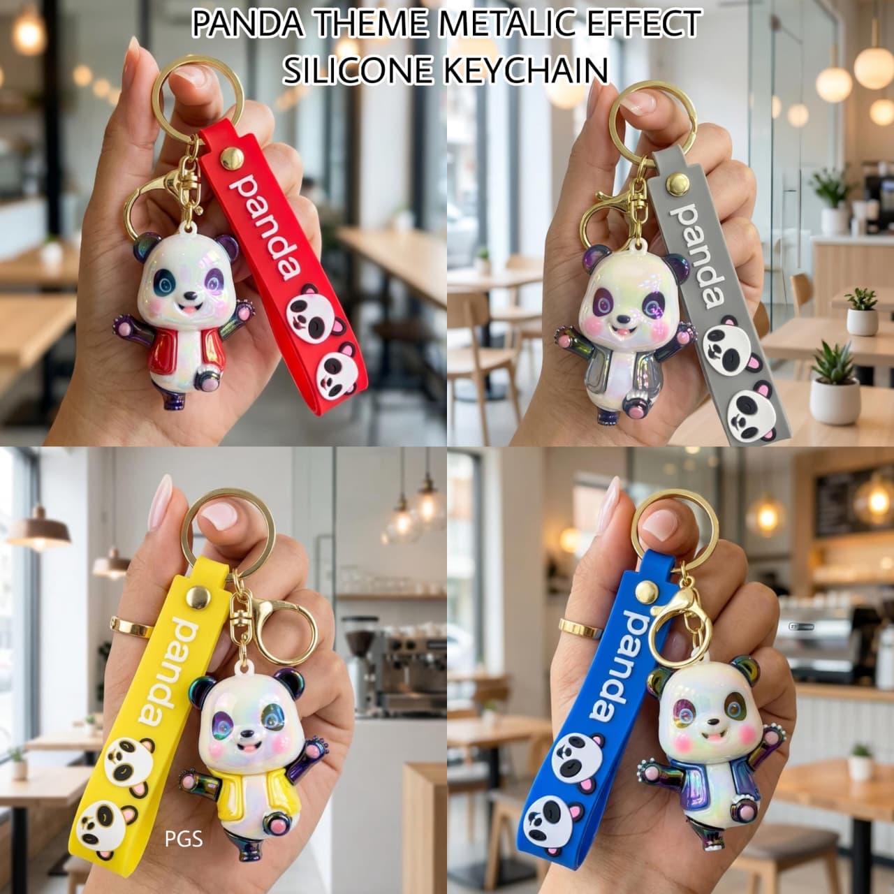 Colorful panda theme silicone keychain, age 3+, ideal for kids and playful accessories, keychain 3d printing