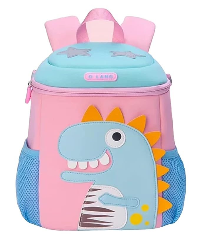 Cute pink dinosaur kids backpack, perfect for ages 3 and up, ideal for school or play