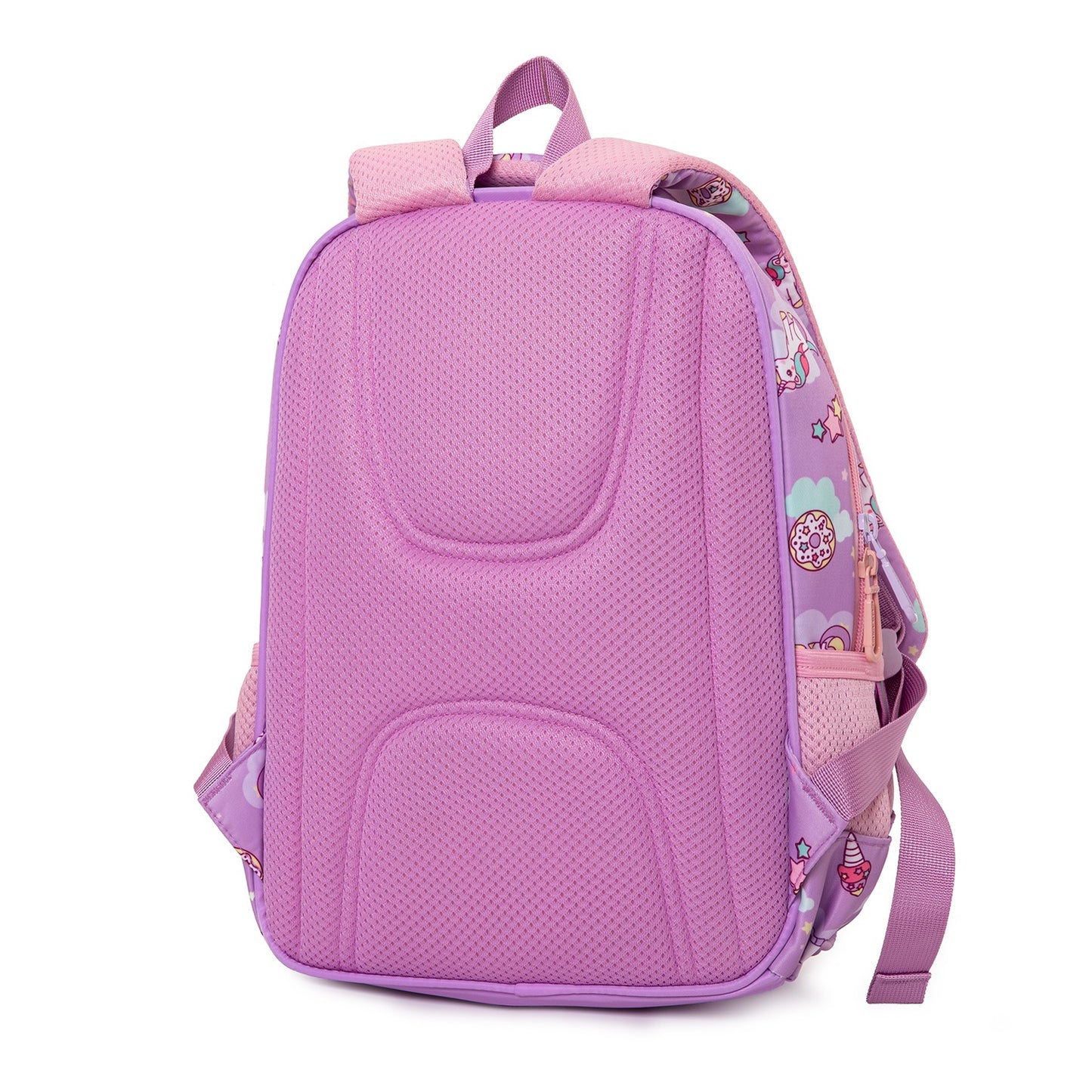 Purple kids backpack with cute designs, suitable for ages 4 and up, perfect for school or outings
