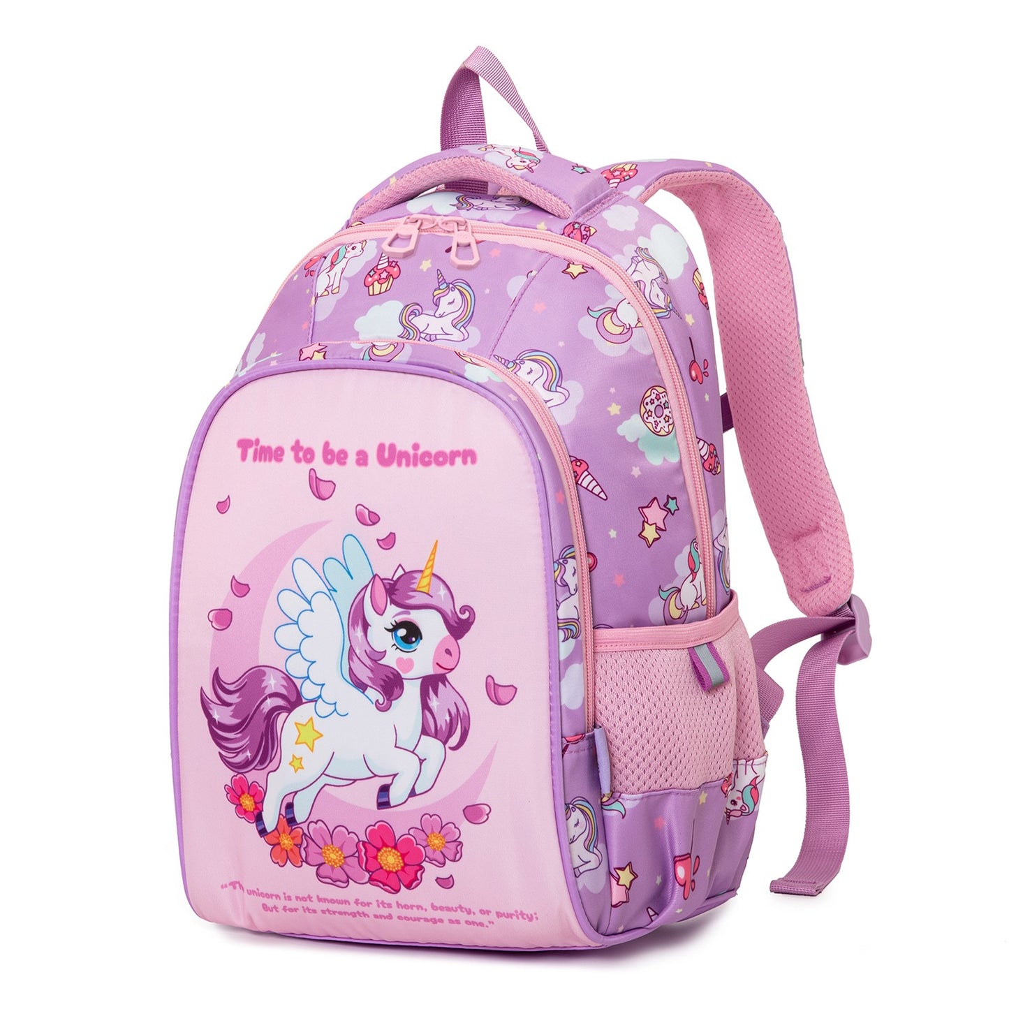 Purple NIYO TOYS kids backpack with unicorn design, perfect for ages 3 and up, great for school and play