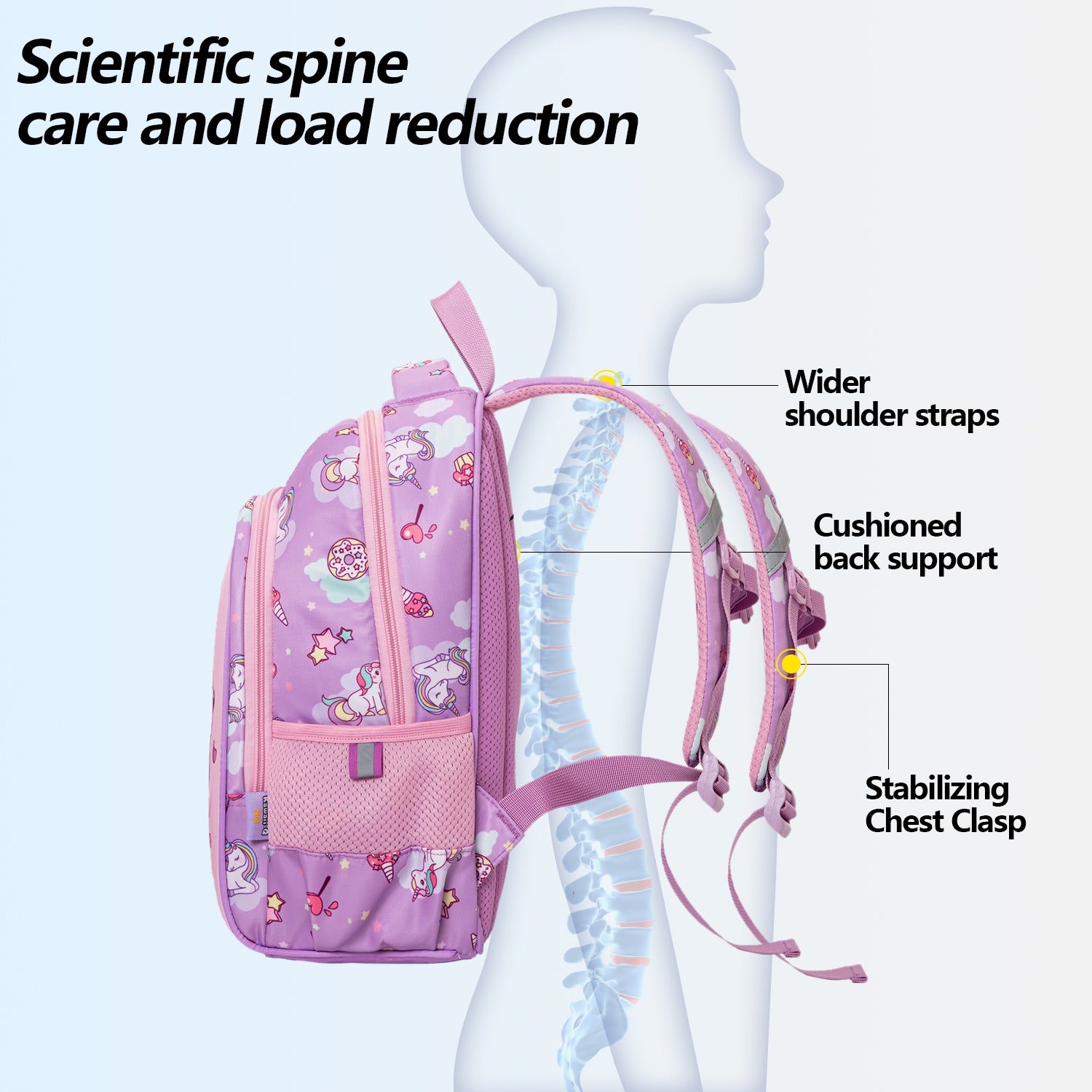 NIYO TOYS kids backpack in pink with scientific spine care, ideal for ages 3 and up for school use