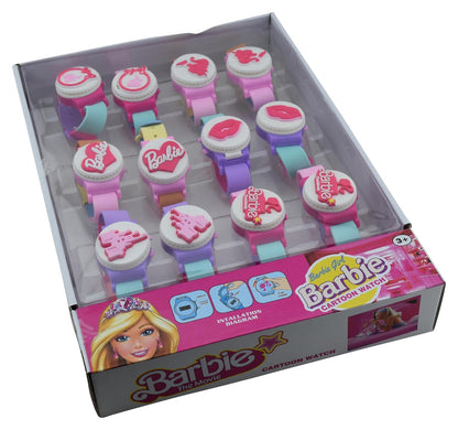 Kids digital princess watch in pink and blue featuring Barbie designs, perfect for ages 3 and up