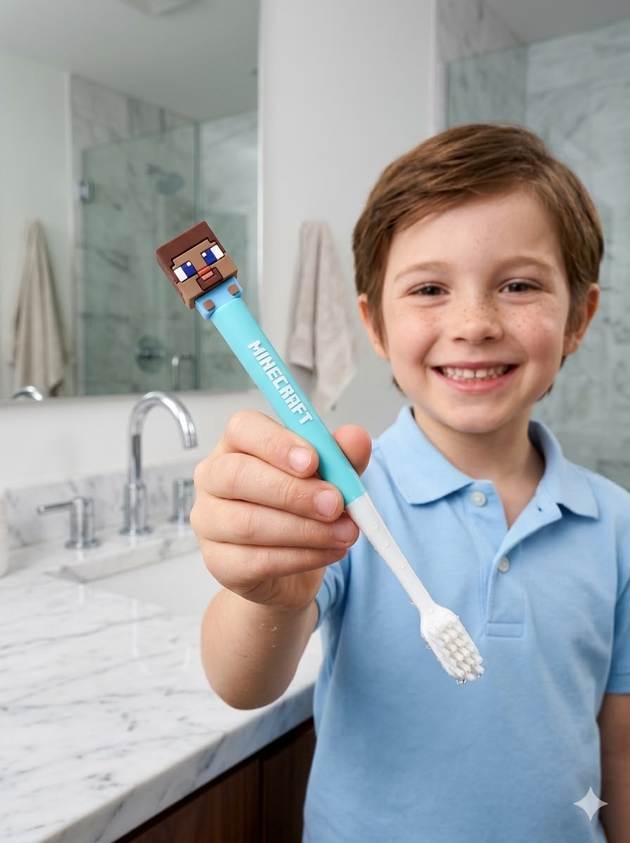 NIYO TOYS kids electric toothbrush with Minecraft design for fun oral care for ages 3 and up