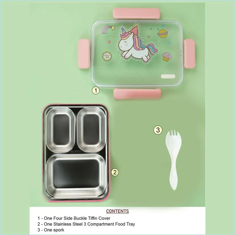 NIYO TOYS kids lunch box featuring a unicorn design with pink accents, age 3+, perfect for school lunches
