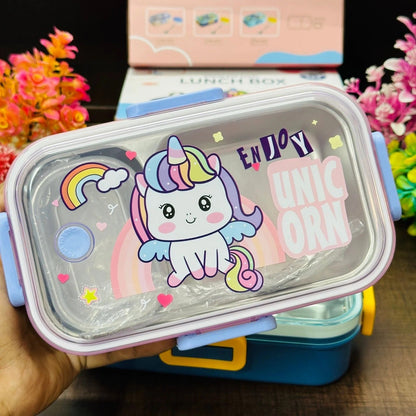 NIYO TOYS kids stainless steel lunch box with colorful unicorn design and secure lid