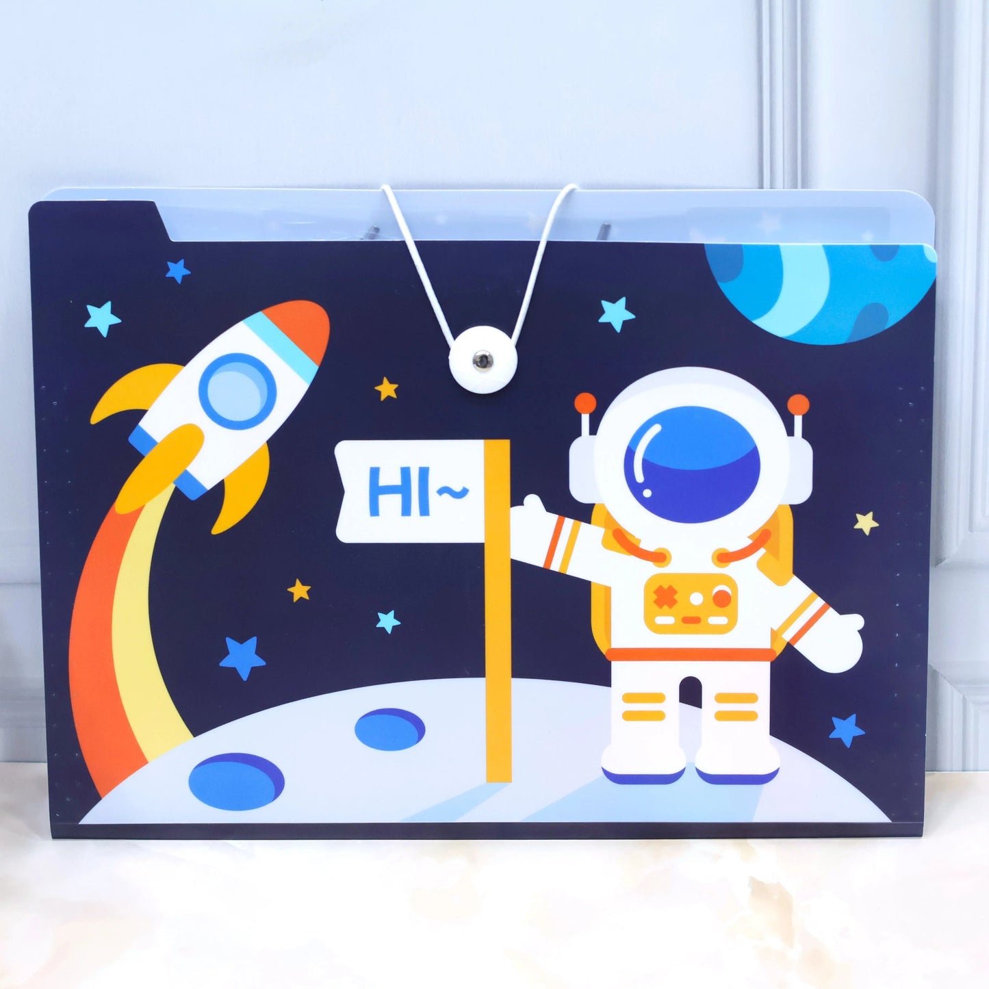 NIYO TOYS space theme file folders for kids with astronaut and rocket design