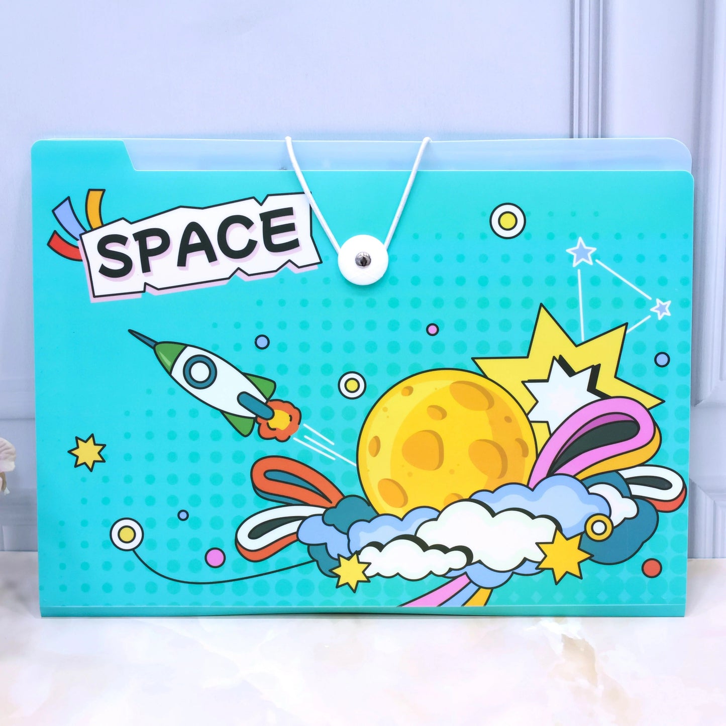 Niyo Toys space theme file folders for kids with colorful rocket and planet design