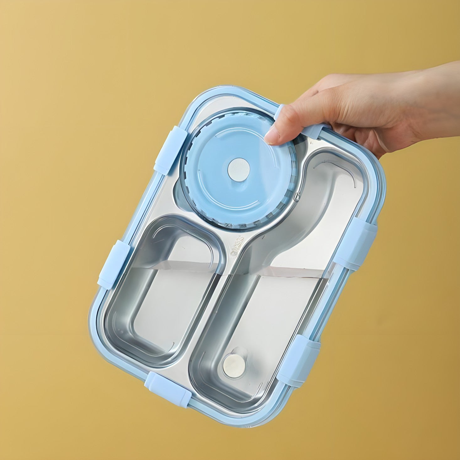 NIYO TOYS Korean bento box for kids with a three-compartment design for healthy meals