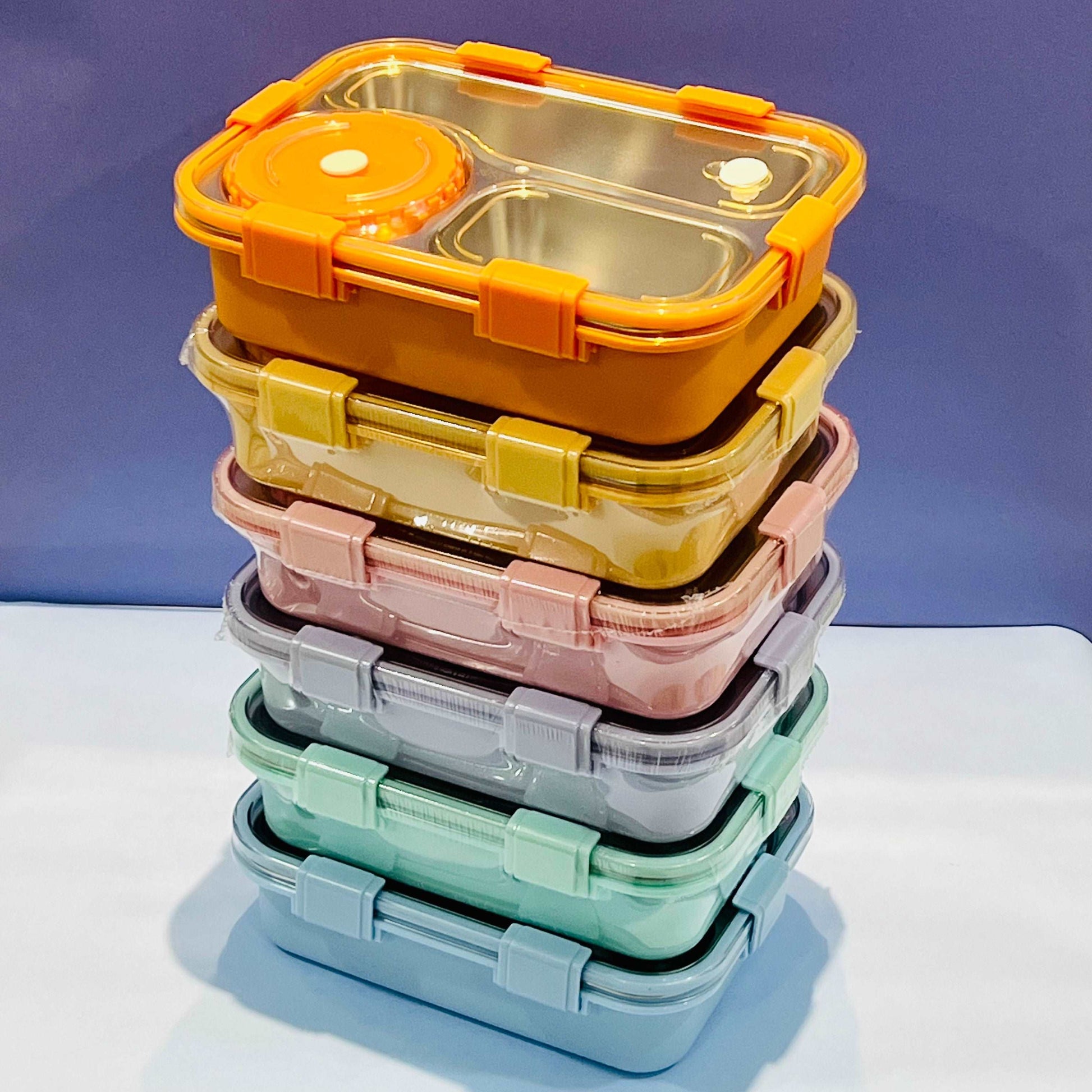 Colorful NIYO TOYS Korean bento box for kids in stacked layers with compartments for easy meal organization