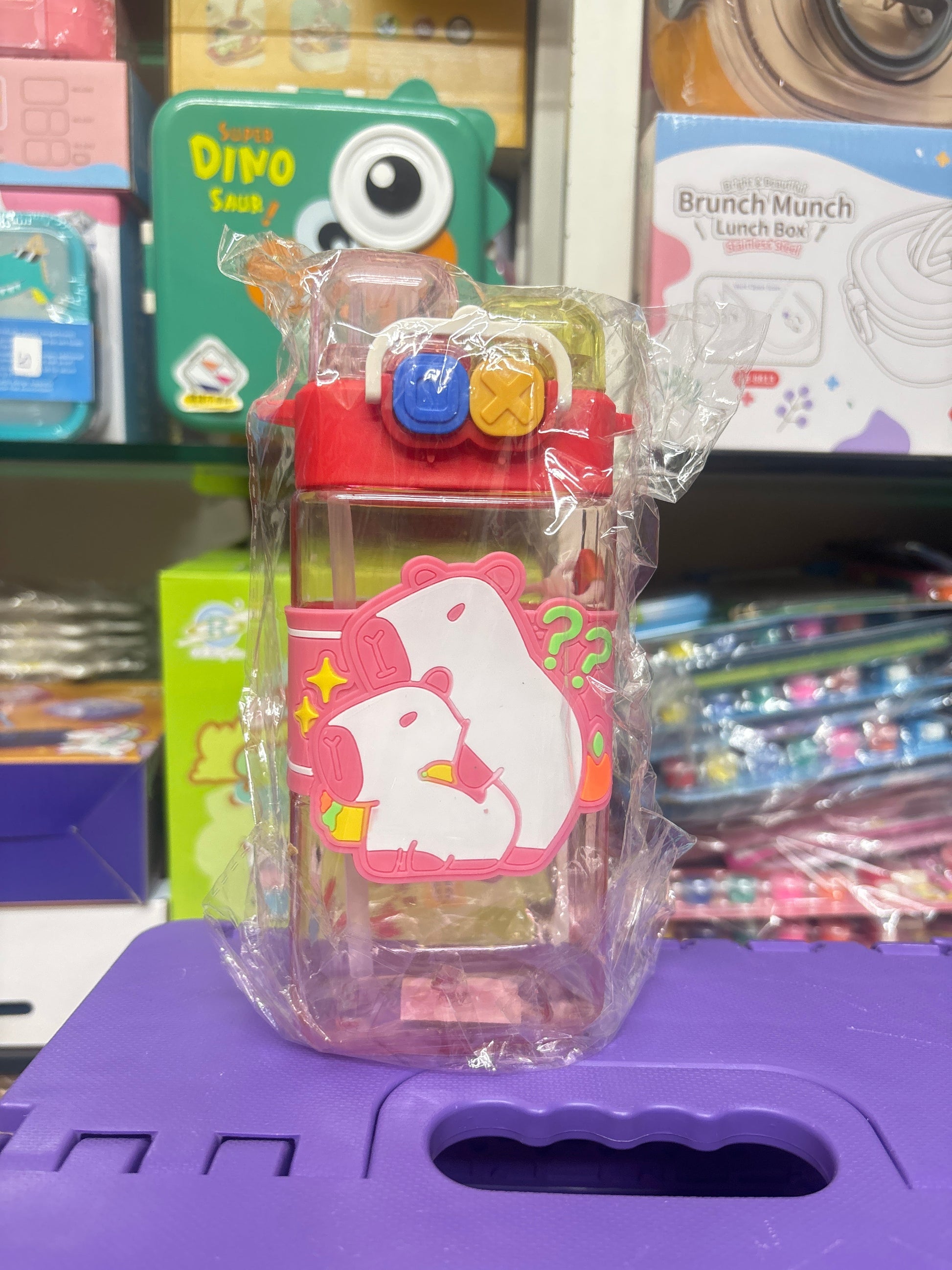 NIYO TOYS leakproof double nozzle water bottle with colorful lid and cute animal design