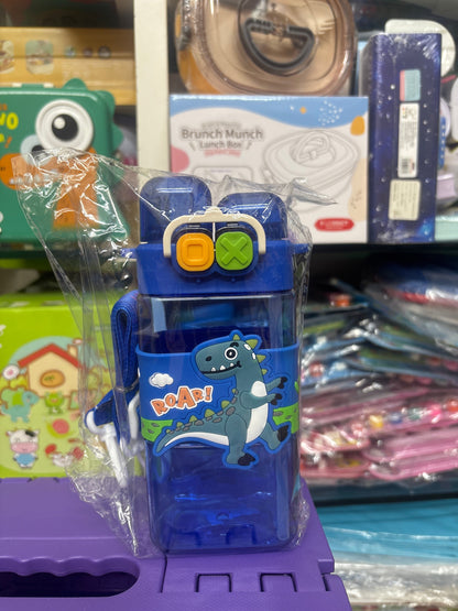 NIYO TOYS leakproof double nozzle water bottle with dinosaur design and secure lid