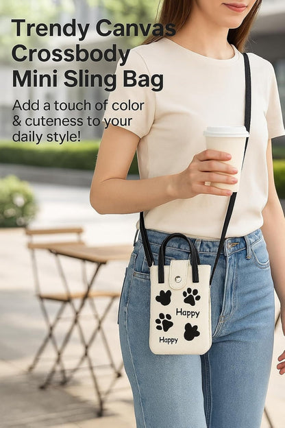 NIYO TOYS leather crossbody mini bag in white with cute paw print design for everyday use