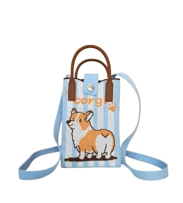 NIYO TOYS leather crossbody mini bag with a cute corgi design, ideal for kids, perfect for outings