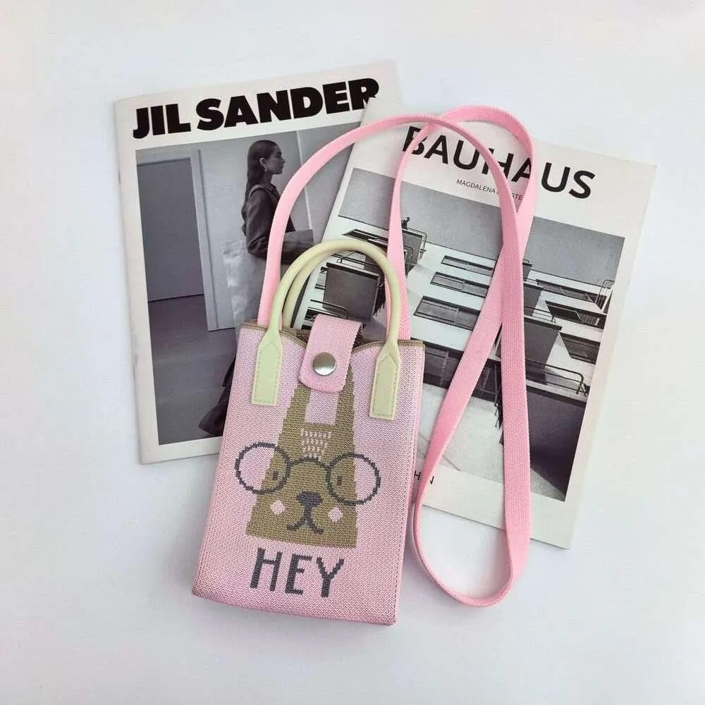 Pink NIYO TOYS leather crossbody mini bag with a cute animal design, perfect for ages 3 and up