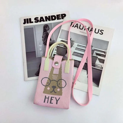 Pink NIYO TOYS leather crossbody mini bag with a cute animal design, perfect for ages 3 and up